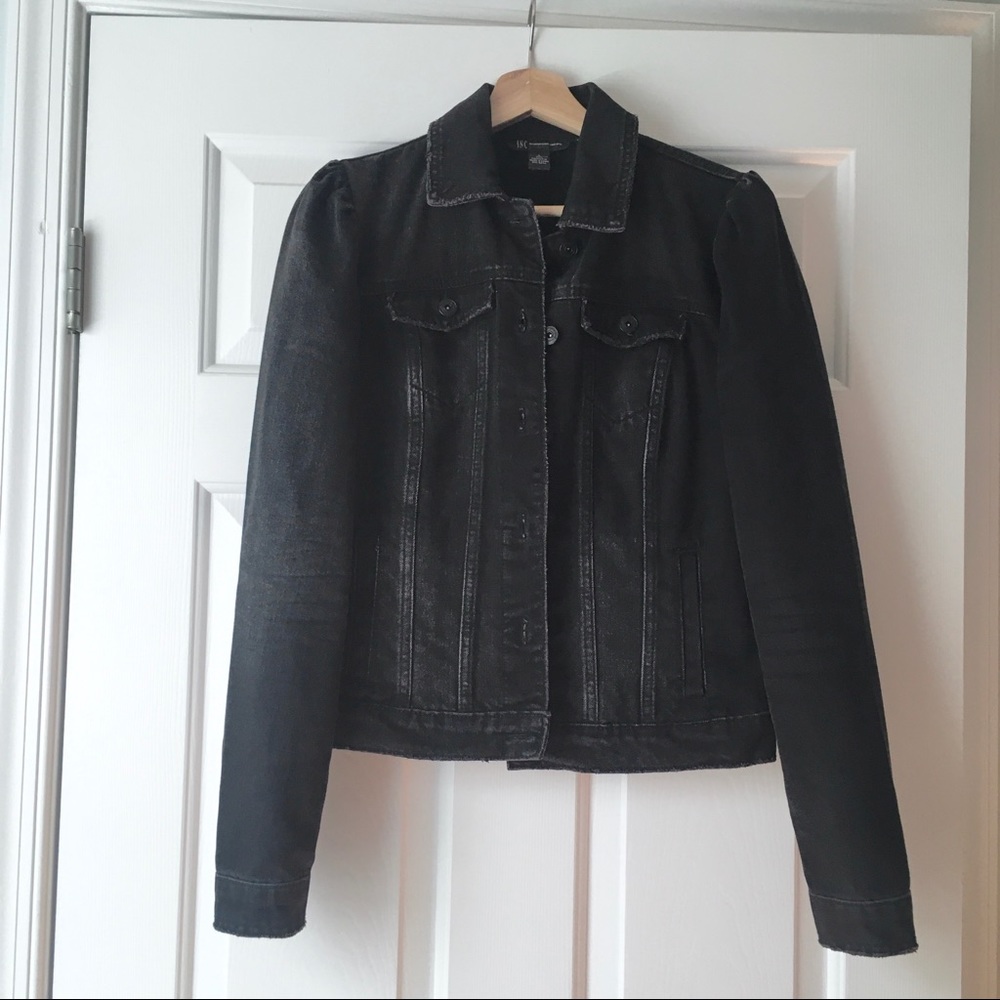 INC Puff-Sleeve Black Jean Jacket, S